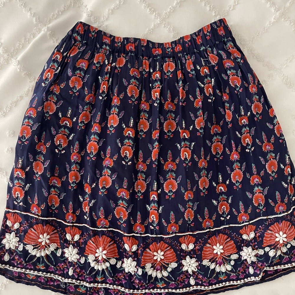 Maeve Orange Bubble Mini Skirt with Pleats